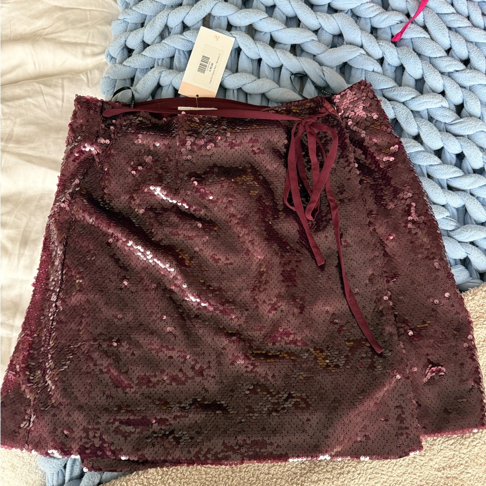Sequin Burgundy Skirt